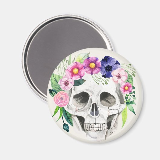 Halloween Floral Sugar Skull Magneet (Voorkant / Achterkant)