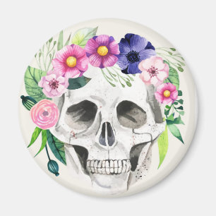 Halloween Floral Sugar Skull Magneet