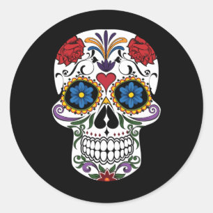 Halloween Floral Sugar Skull Ronde Sticker