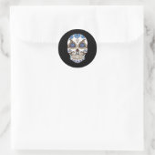 Halloween Floral Sugar Skull Ronde Sticker (Tas)