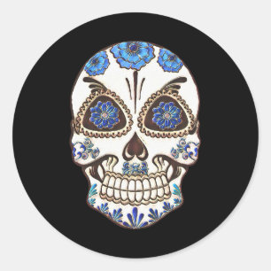 Halloween Floral Sugar Skull Ronde Sticker