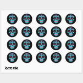Halloween Floral Sugar Skull Ronde Sticker (Vel)