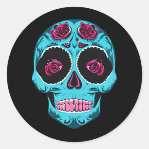 Halloween Floral Sugar Skull Ronde Sticker