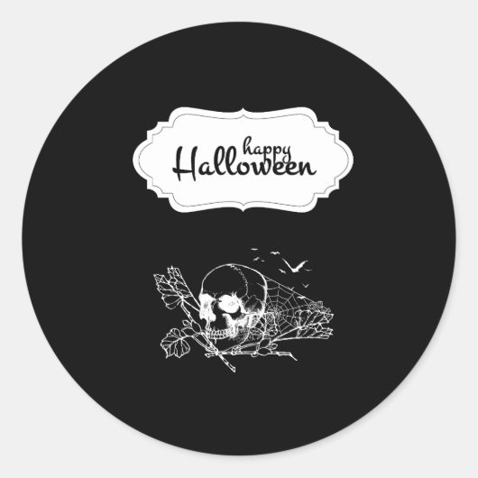 Halloween Floral Sugar Skull Ronde Sticker (Voorkant)