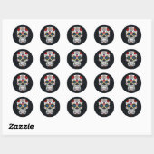 Halloween Floral Sugar Skull Ronde Sticker (Vel)