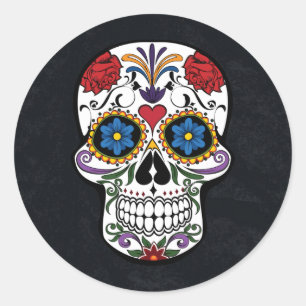 Halloween Floral Sugar Skull Ronde Sticker