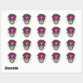Halloween Floral Sugar Skull Ronde Sticker (Vel)