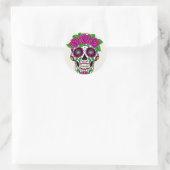 Halloween Floral Sugar Skull Ronde Sticker (Tas)