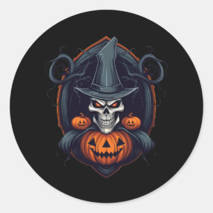 Halloween Floral Sugar Skull Ronde Sticker