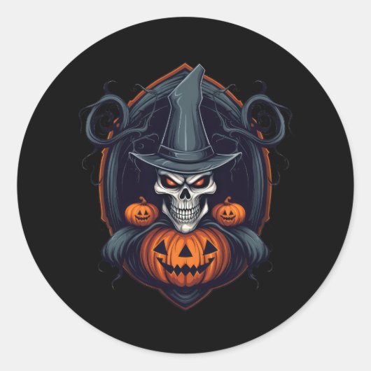 Halloween Floral Sugar Skull Ronde Sticker (Voorkant)
