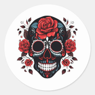 Halloween Floral Sugar Skull Ronde Sticker