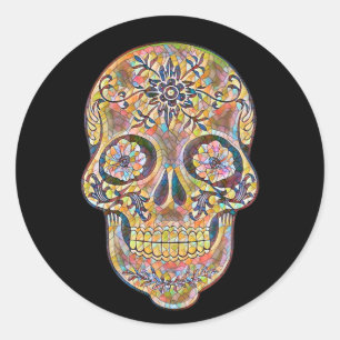 Halloween Floral Sugar Skull Ronde Sticker