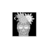 Halloween Floral Sugar Skull Rubber Stamp Rubberstempel (Afrduk)