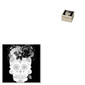 Halloween Floral Sugar Skull Rubber Stamp Rubberstempel (Gestempeld)