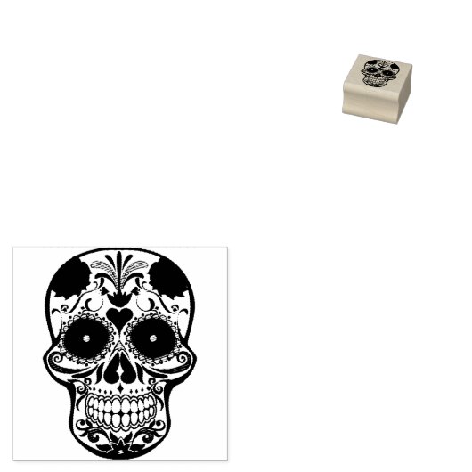 Halloween Floral Sugar Skull Rubberstempel (Gestempeld)