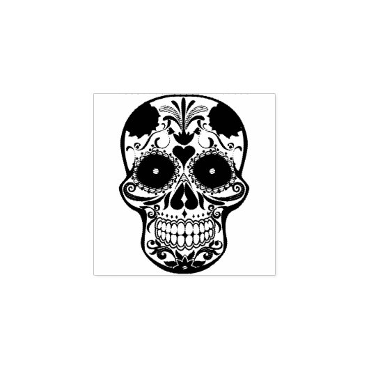 Halloween Floral Sugar Skull Rubberstempel (Afrduk)