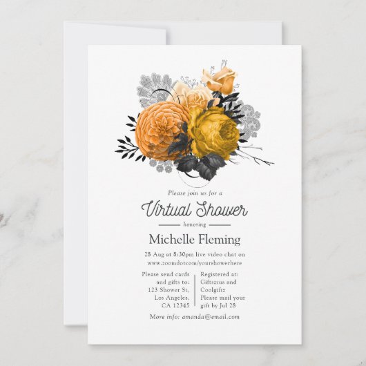 Halloween Floral Virtual Shower Kaart (Voorkant)