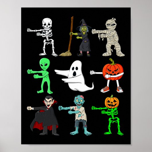 Halloween Floss als een boss Monsters Boys Girls K Poster (Voorkant)