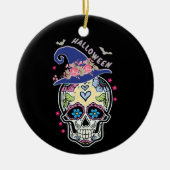 Halloween Flower Skull Keramisch Ornament (Voorkant)