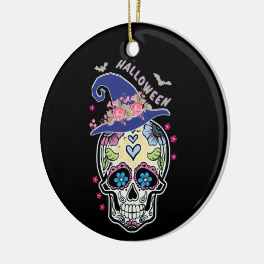 Halloween Flower Skull Keramisch Ornament (Links)
