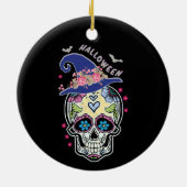 Halloween Flower Skull Keramisch Ornament (Achterkant)