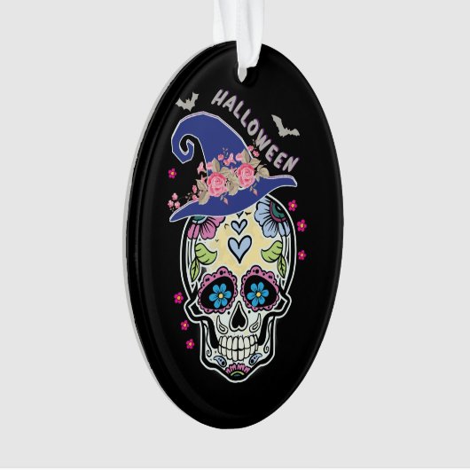 Halloween Flower Skull Ornament (voorkant)