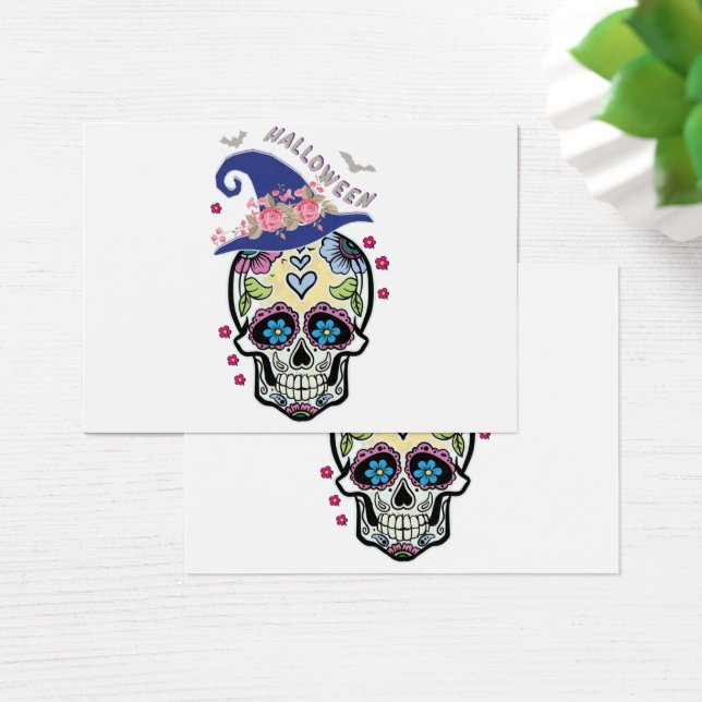 Halloween Flower Skull Visitekaartje (Bureau)