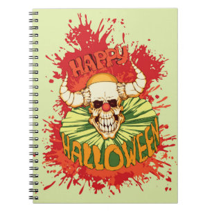 Halloween flyer: duivelse clown thema notitieboek