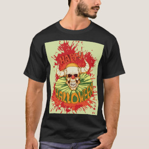 Halloween flyer: duivelse clown thema t-shirt