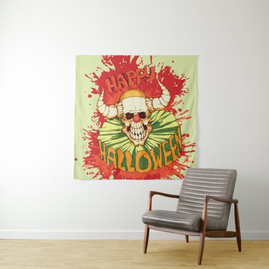 Halloween flyer: duivelse clown thema wandkleed (In situ)