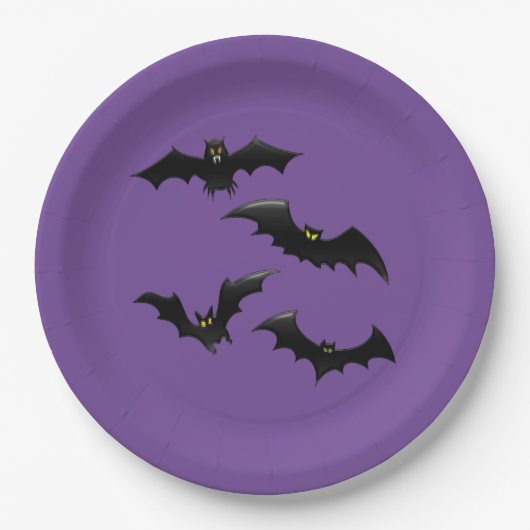 Halloween Flying Bats Papieren Bordje (Voorkant)