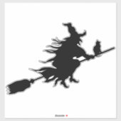 Halloween Flying heks on broom black sticker (Vel)