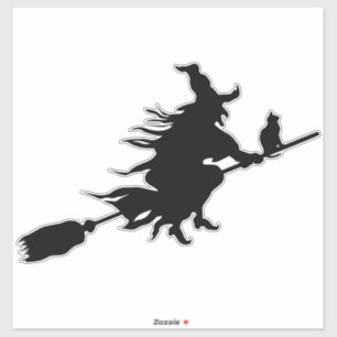 Halloween Flying heks on broom black sticker