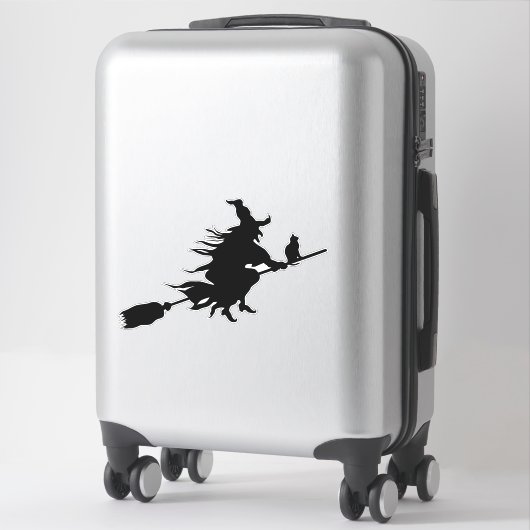 Halloween Flying heks on broom black sticker (Koffer)