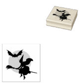 Halloween Flying Witch and Bat Rubberstempel (Gestempeld)
