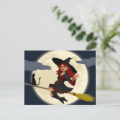Halloween Flying Witch Briefkaart (Staand voorkant)