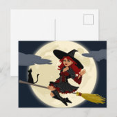 Halloween Flying Witch Briefkaart (Voorkant / Achterkant)
