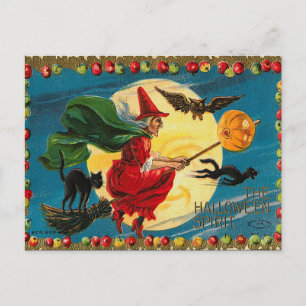 Halloween Flying Witch Briefkaart