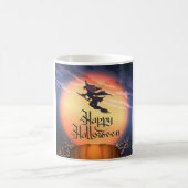 Halloween Flying Witch Broom Pumpkin Coffee Mok (Center)