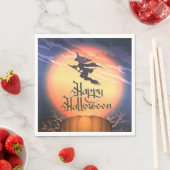 Halloween Flying Witch Broom Pumpkin Napkins Servet (Insitu)