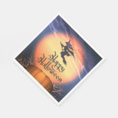 Halloween Flying Witch Broom Pumpkin Napkins Servet (Hoek)