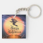 Halloween Flying Witch Broom Pumpkin Sleutelhanger (Achterkant)