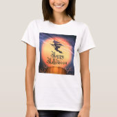 Halloween Flying Witch Broom Pumpkin T-Shirt (Voorkant)