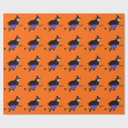 Halloween Flying Witch Cadeaupapier (Vlak)