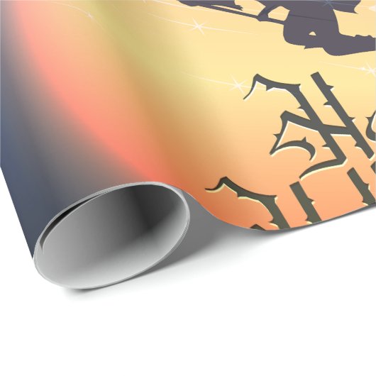 Halloween Flying Witch Cadeaupapier (Rol Hoek)