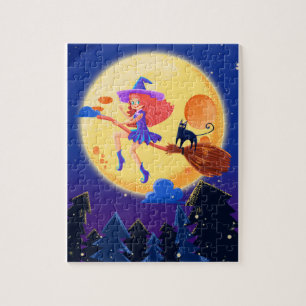 Halloween Flying Witch Legpuzzel