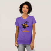  Halloween Flying Witch Met Vleermuizen T-shirt (Voorkant volledig)