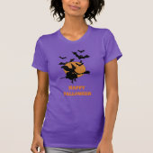  Halloween Flying Witch Met Vleermuizen T-shirt (Voorkant)