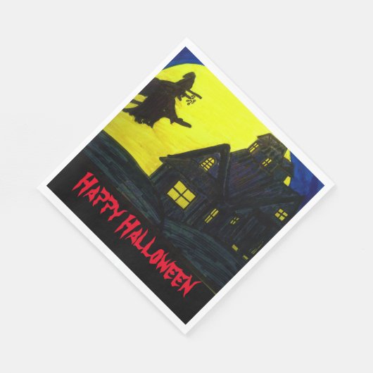 HALLOWEEN FLYING WITCH napkins Servet (Hoek)