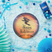 Halloween Flying Witch Papieren Bordje (Feest)